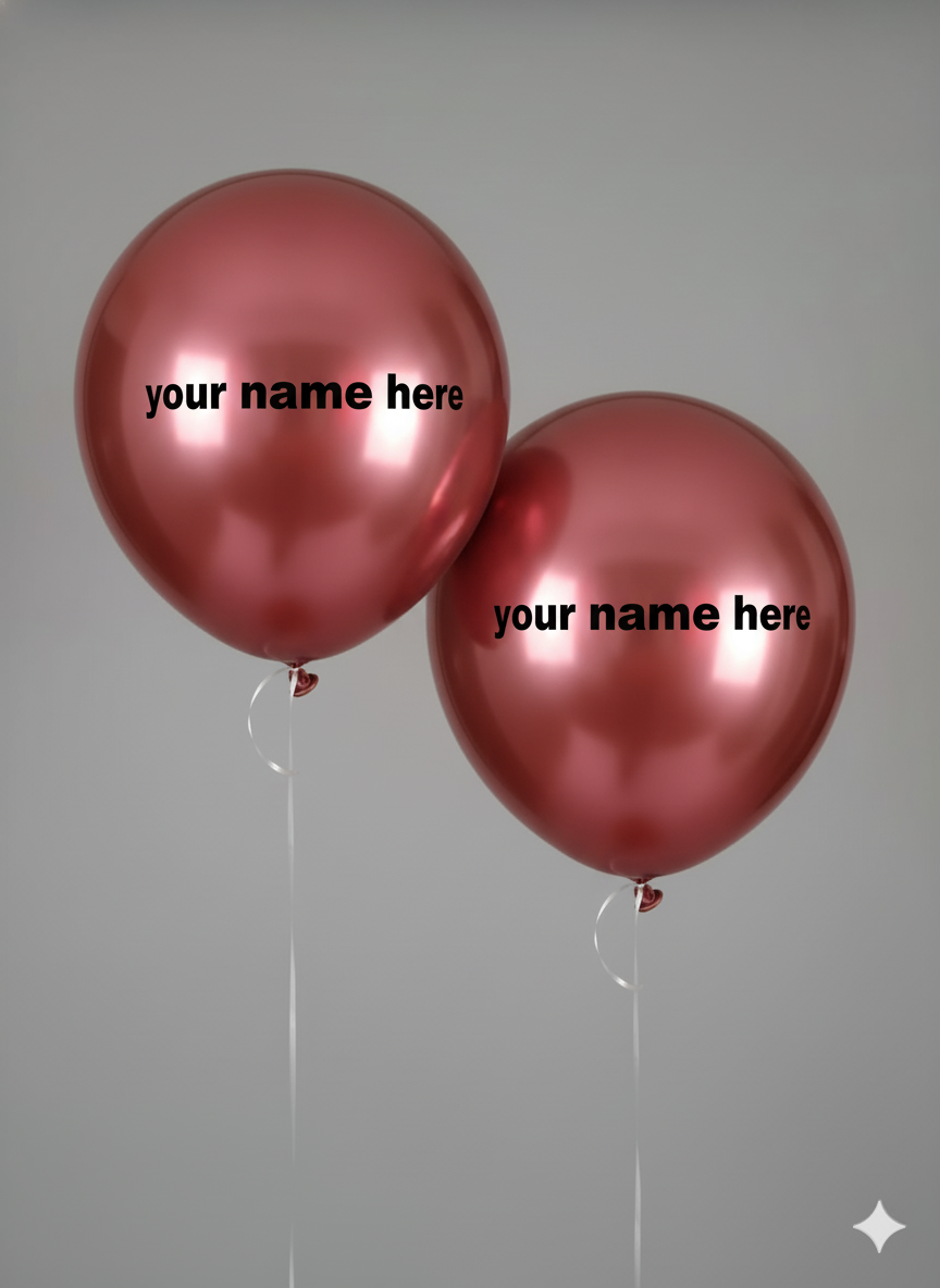 Custom Name Printed Chrome Rose Gold Balloon for Personalized Celebrations