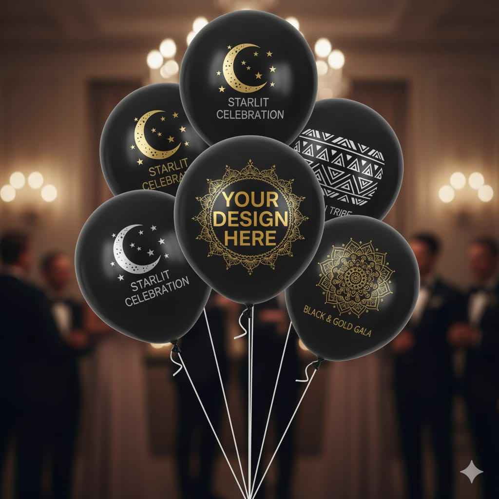Custom Design Printed Balloon Black - Unique Personalized Decor for Any Occasion