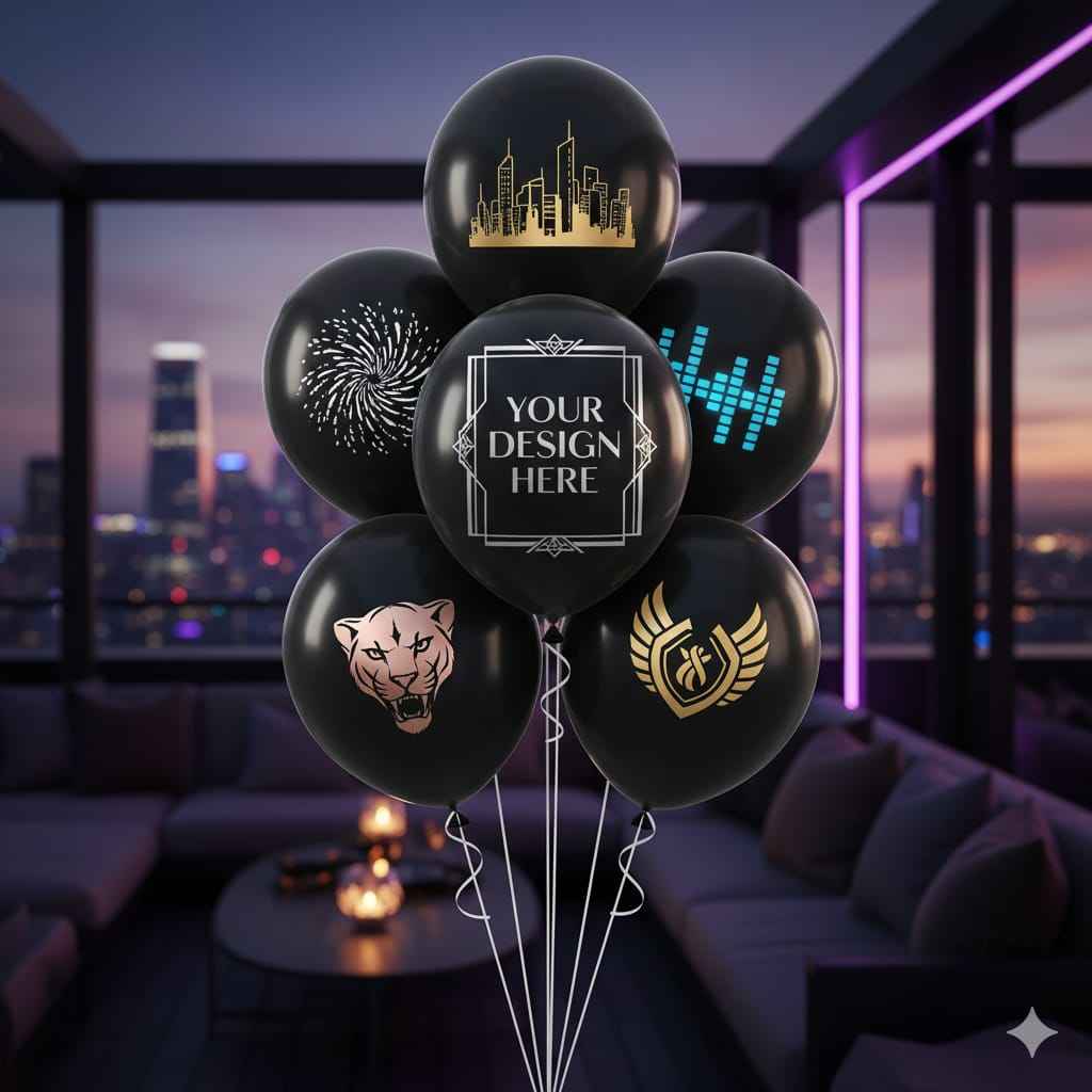 Custom Design Printed Balloon Black - Unique Personalized Decor for Any Occasion