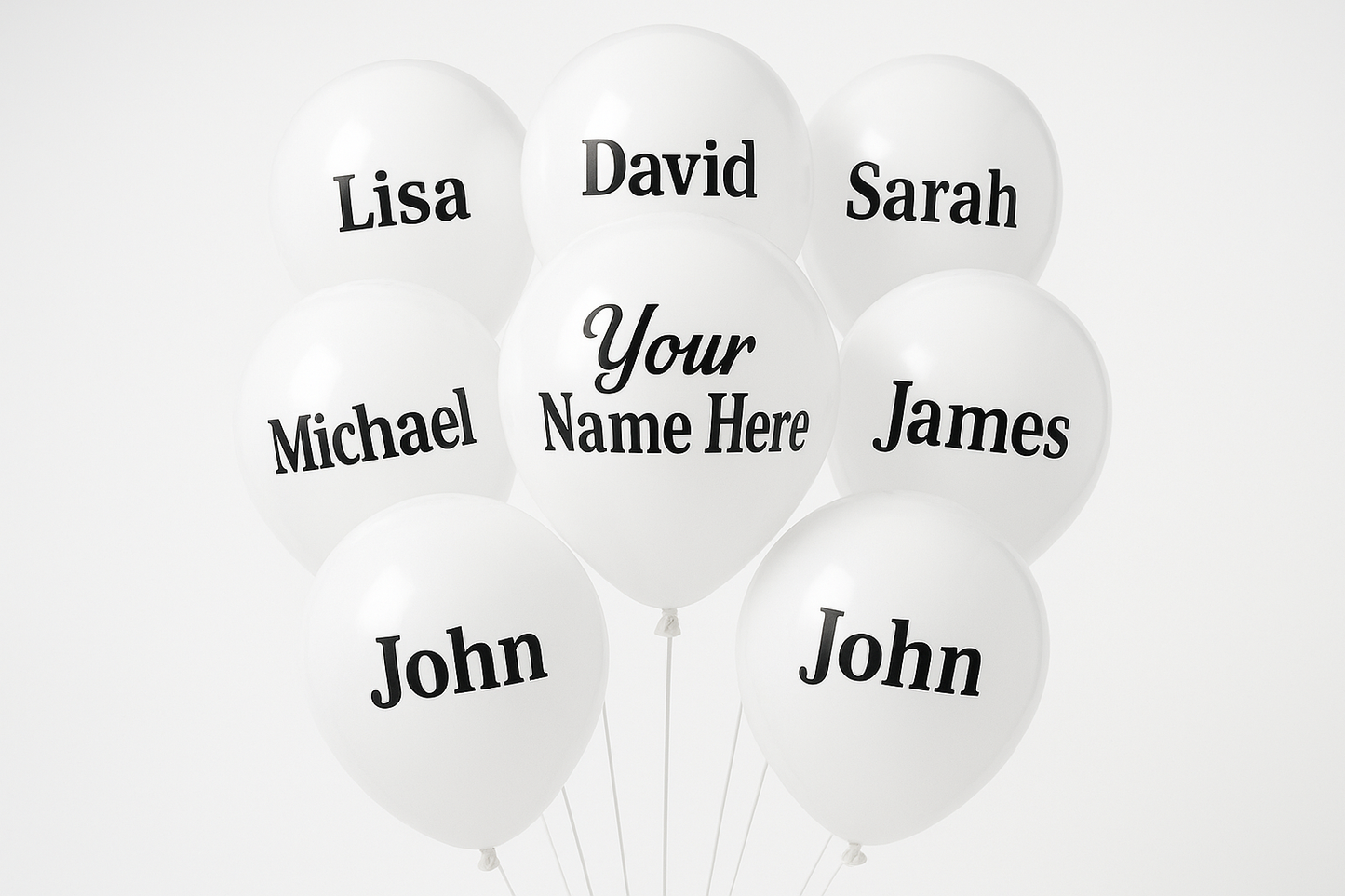 Custom Name Print Balloons for Personalized Celebrations - White Balloon Design