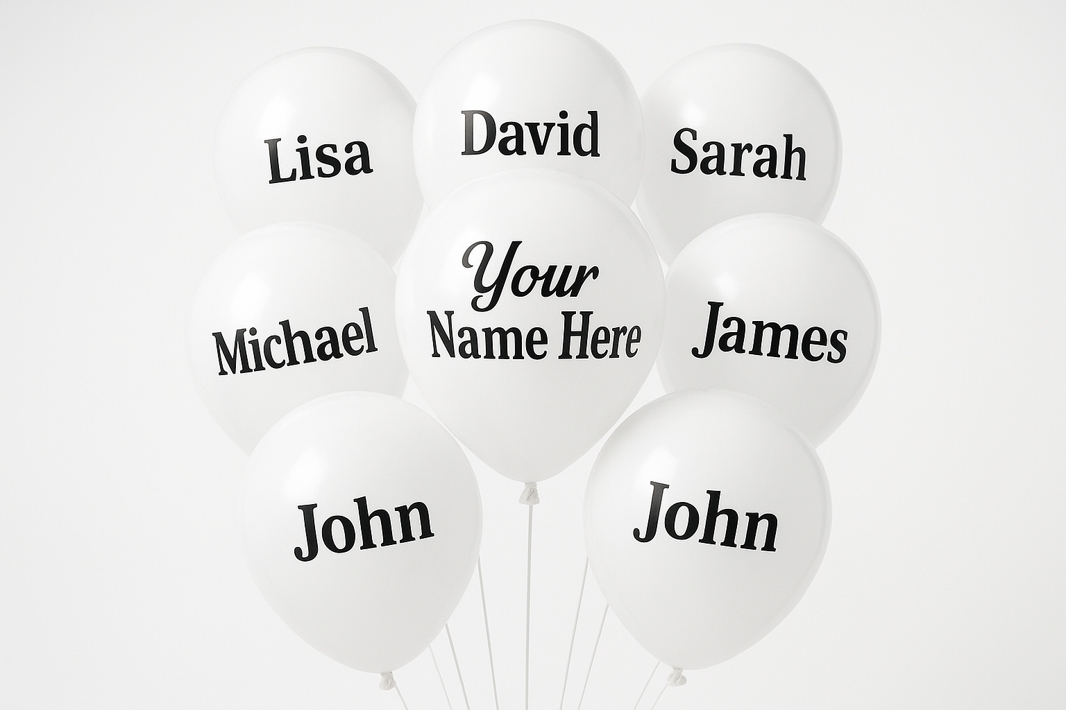 Custom Name Print Balloons for Personalized Celebrations - White Balloon Design