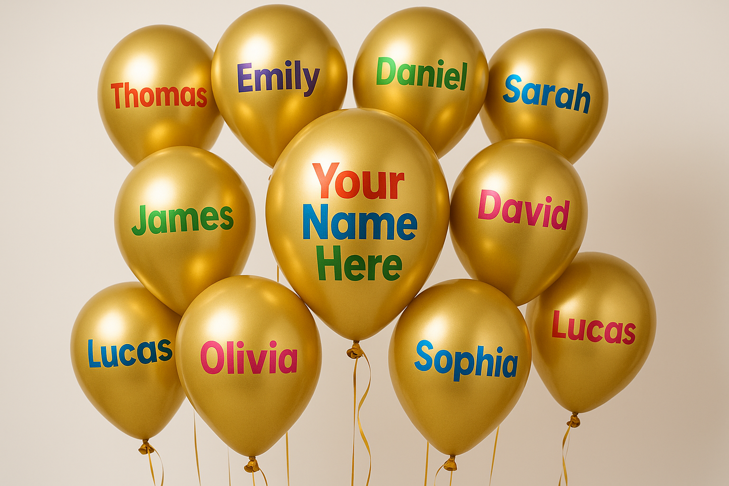 Custom Name Printed Golden Chrome Balloon for Unique Celebrations