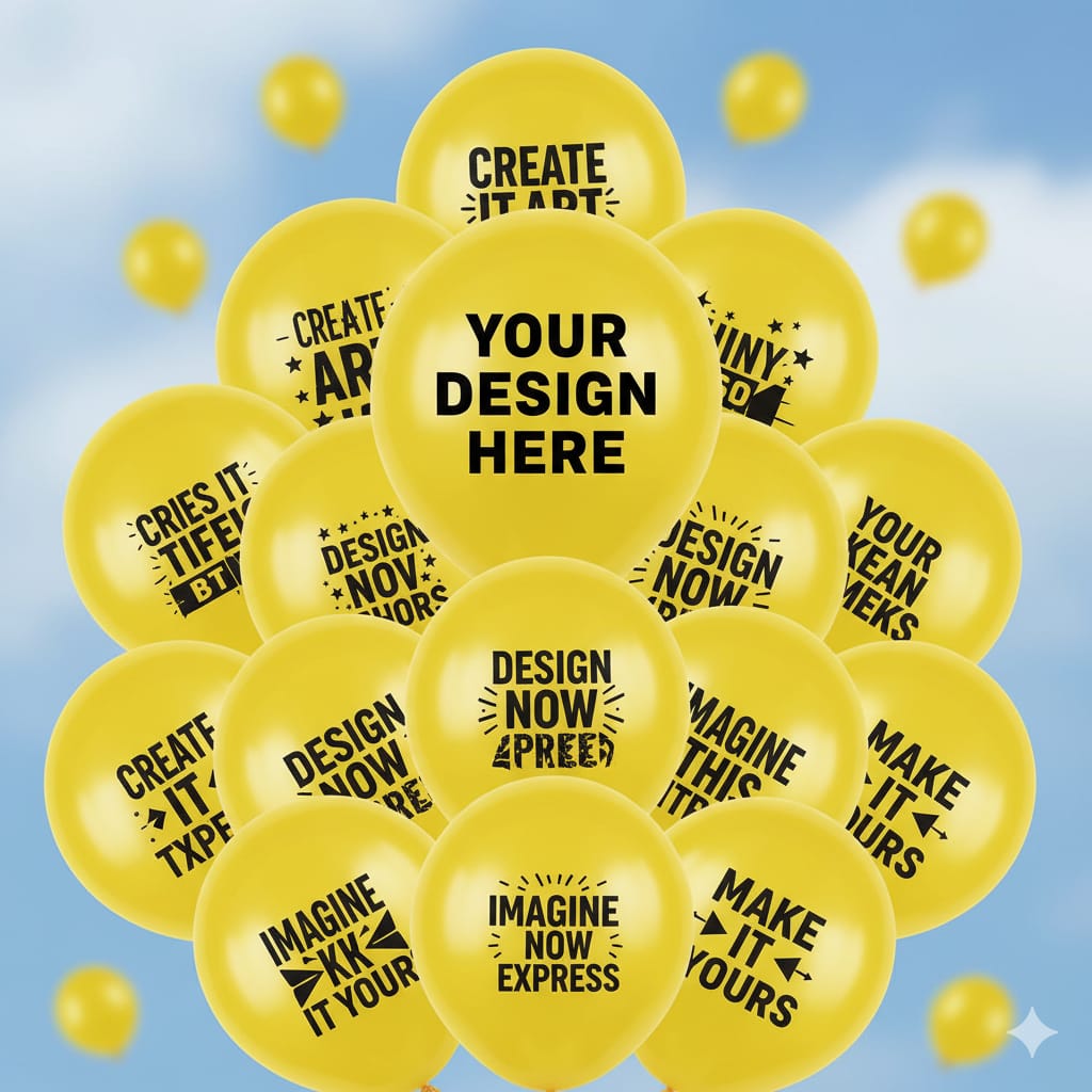 Custom Design Printed Balloon Yellow - Unique Party Decorations