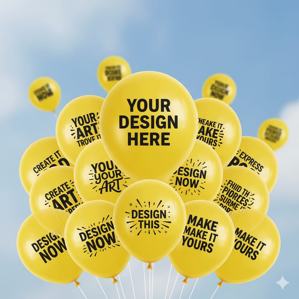 Custom Design Printed Balloon Yellow - Unique Party Decorations